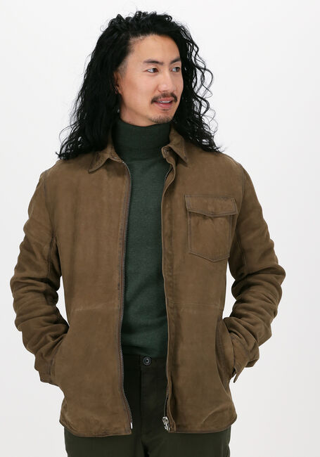 Groene GOOSECRAFT Leren jas GC SIN CITY NUBUCK OVERSHIRT - large