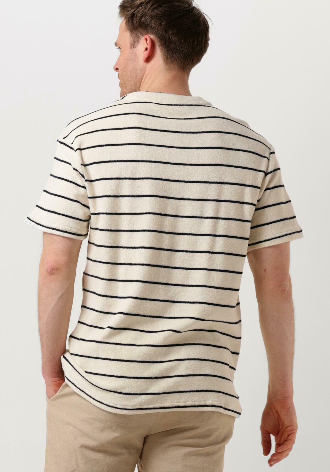 ANERKJENDT Heren Polo's & T-shirts Akkikki S s Frotte Stripe Tee Beige