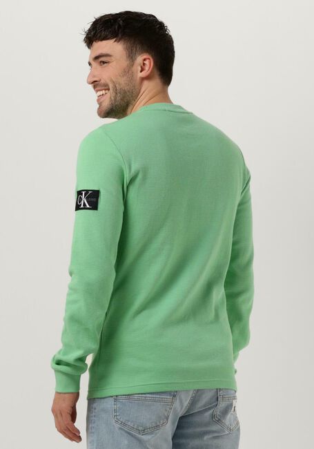 Groene CALVIN KLEIN Sweater MONOLOGO BADGE WAFFLE LS TEE - large