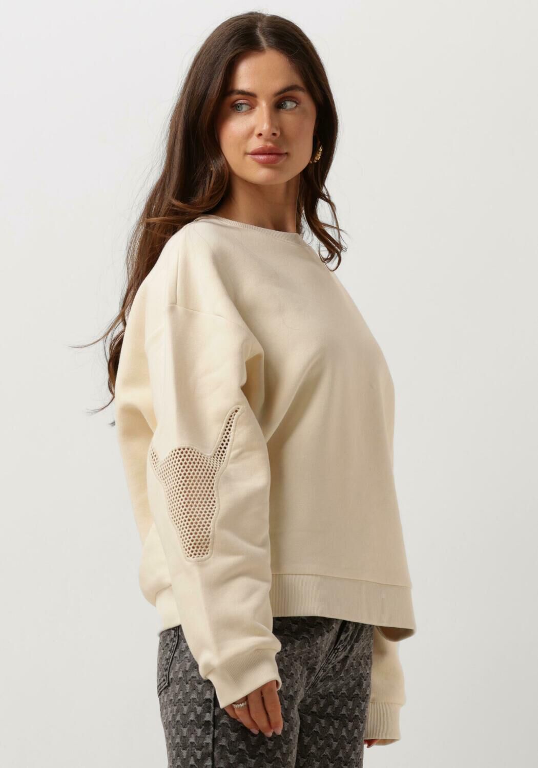 ALIX THE LABEL Dames Truien & Vesten Ladies Knitted Mesh Sweater Ecru