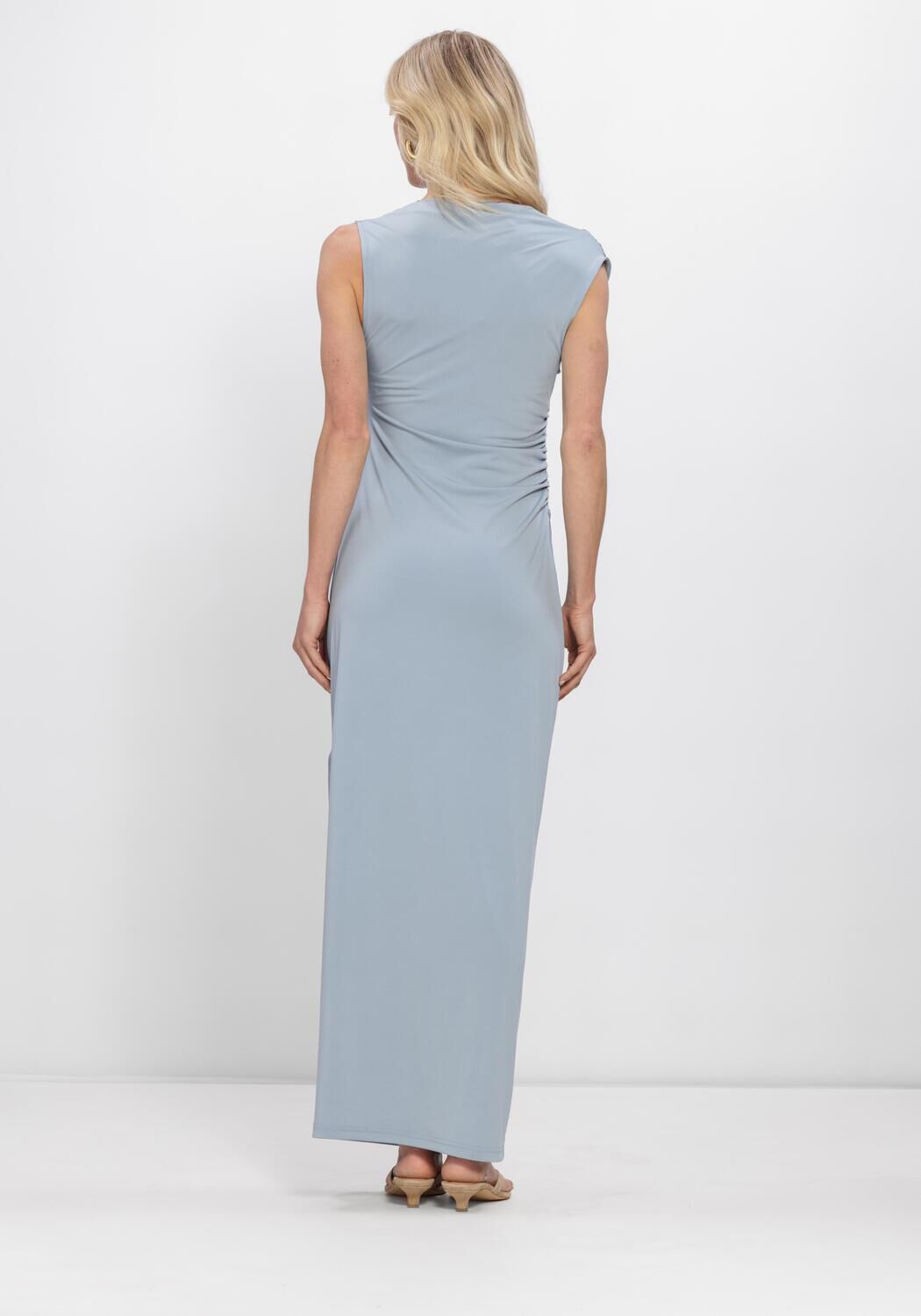 Blauwe SELECTED WOMEN Maxi jurk SLFROBIN MAJA SL ANKLE DRESS - large