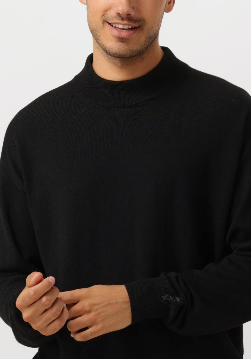 SCOTCH & SODA Heren Truien & Vesten Dropped Shoulder Mock Neck Pullover Zwart