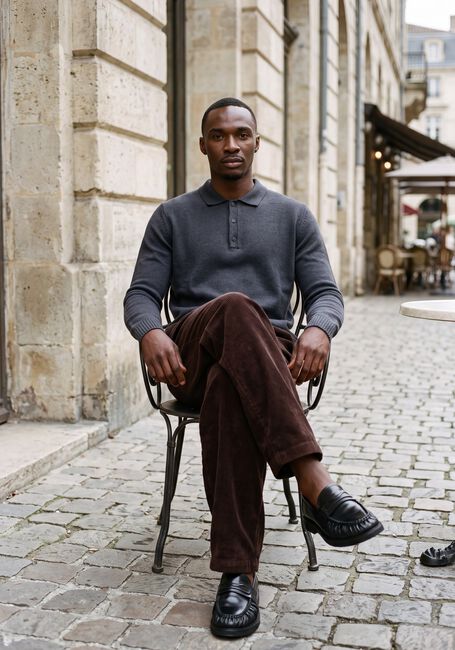 Antraciet ANERKJENDT Trui AKPETER MERINO LS POLO - large