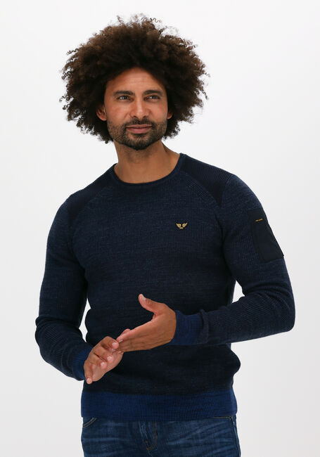 Blauwe PME LEGEND Trui R-NECK COTTON RIB KNIT - large