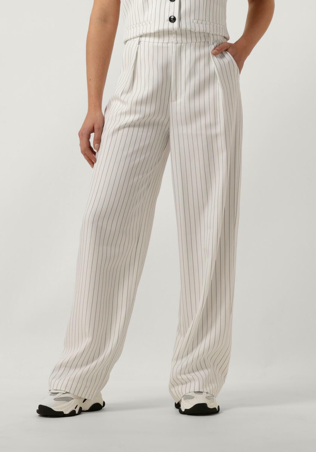 NEO NOIR Dames Broeken Alessandra Pinstripe Pants Gebroken Wit