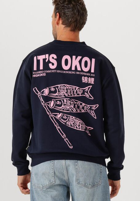 Donkerblauwe WOODBIRD Trui WBCAIN COI CREW - large