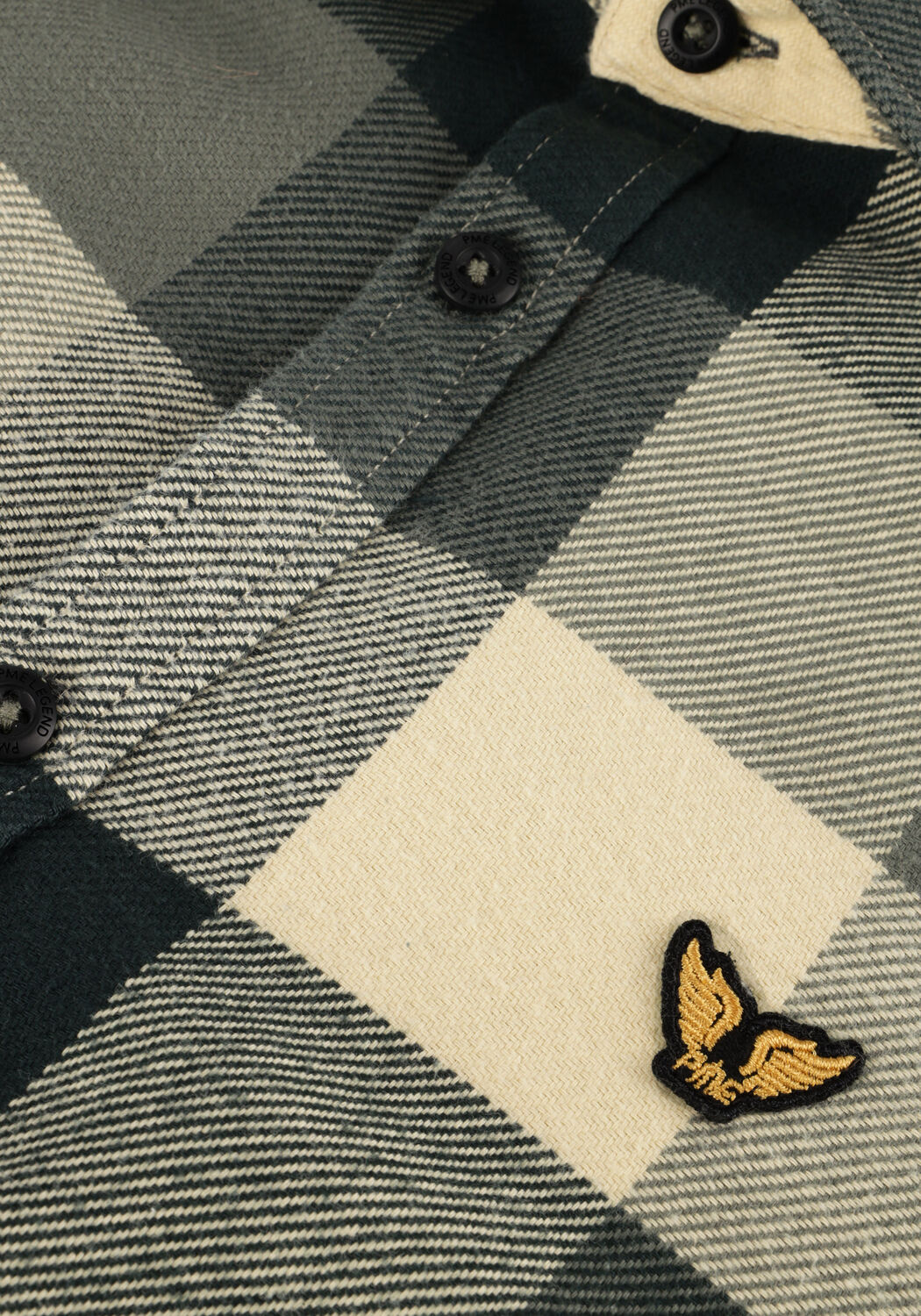 Groene PME LEGEND Overshirt LONG SLEEVE SHIRT HEAVY CTN TWILL CHECK - large