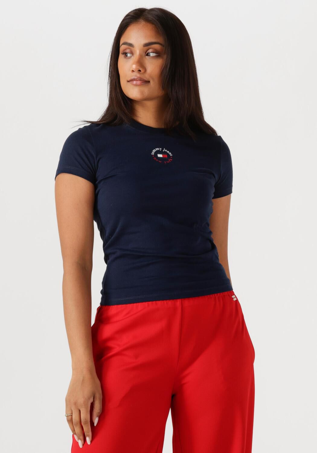 TOMMY JEANS Dames Tops & T-shirts Tjw Slim Essential Logo 2 Tee Donkerblauw