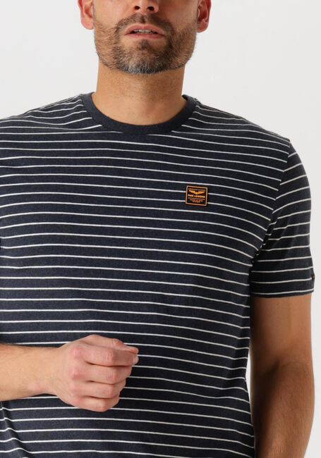 Blauwe PME LEGEND T-shirt SHORT SLEEVE R-NECK YD MELANGE STRIPED JERSEY - large