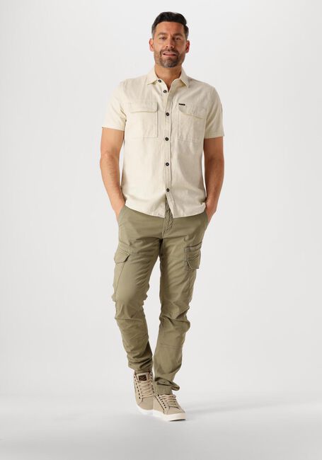 Beige PME LEGEND Casual overhemd SHORT SLEEVE SHIRT SLUB COTTON - large
