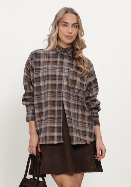 Taupe NEO NOIR Blouses DALMA FLANNEL CHECK SHIRT - large