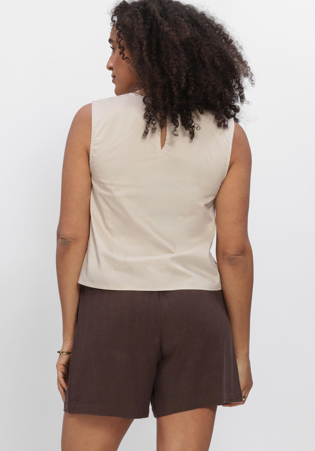 Beige OBJECT Top OBJFIE PAIGE LO S/L TOP - large