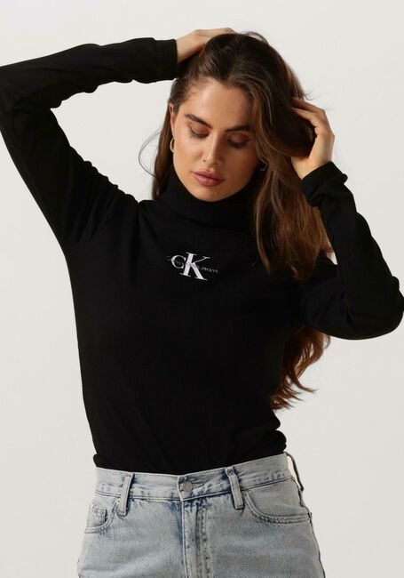 Zwarte CALVIN KLEIN Coltrui MONOLOGO RIB ROLL NECK - large