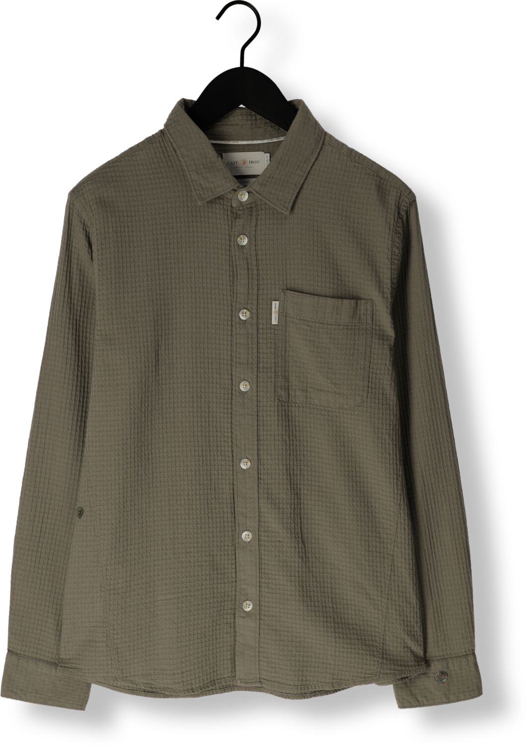 CAST IRON Heren Overhemden Long Sleeve Shirt Square Structure Regular Fit Groen