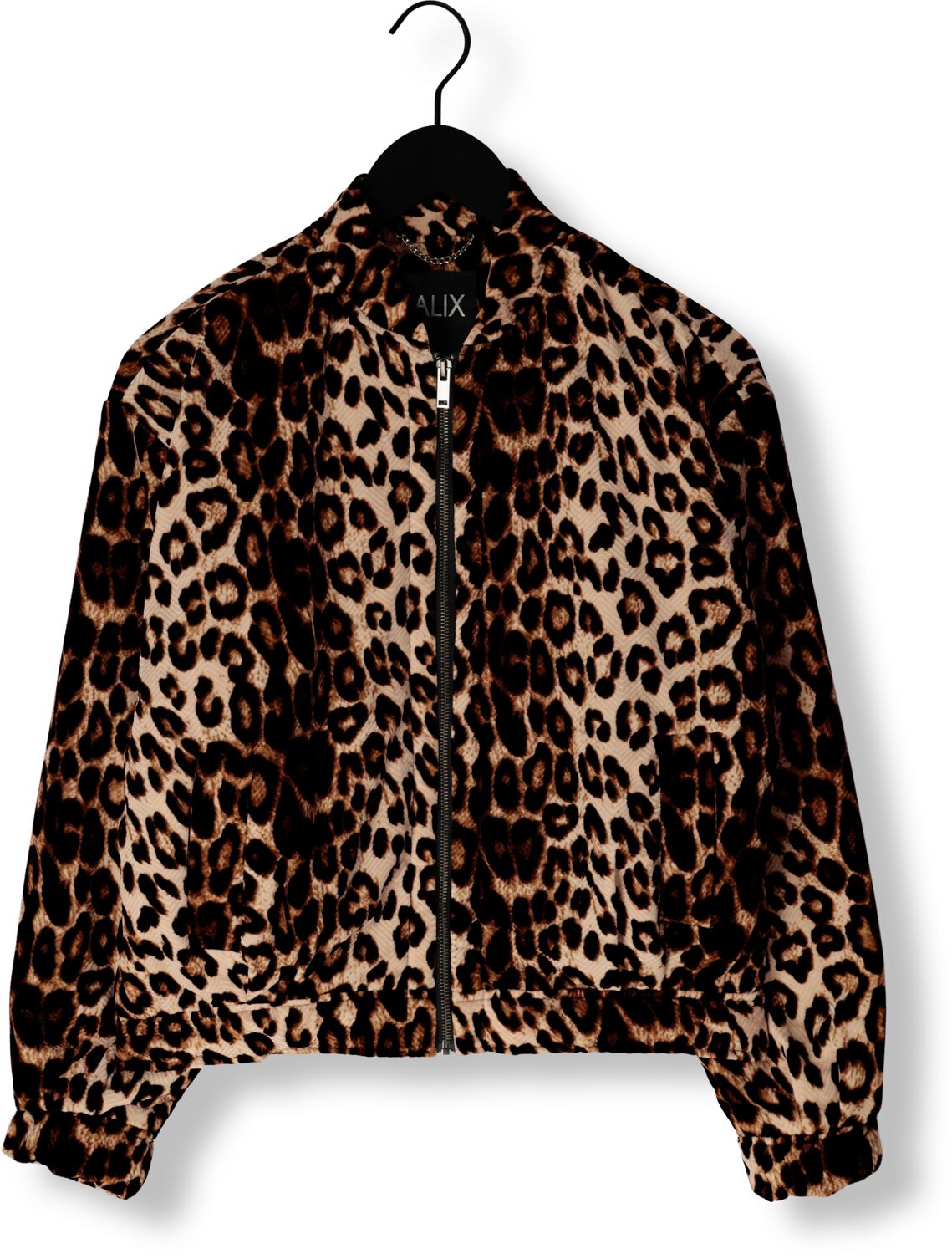 ALIX THE LABEL Dames Jassen Ladies Woven Animal Bomber Zwart