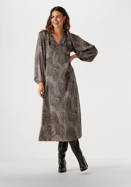 Zwarte NEO NOIR Midi jurk ISOABEL FLOATING WAVE DRESS - large