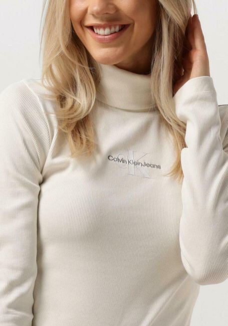 Creme CALVIN KLEIN Coltrui MONOLOGO RIB ROLL NECK - large
