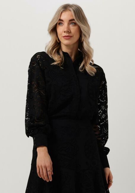 Zwarte ALIX THE LABEL Blouse LADIES KNITTED HEAVY LACE BLOUSE - large