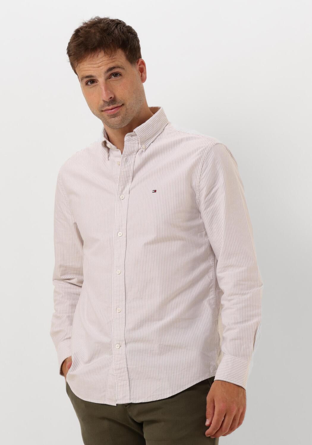 TOMMY HILFIGER Heren Overhemden Heritage Oxford Stripe Rf Shirt Beige