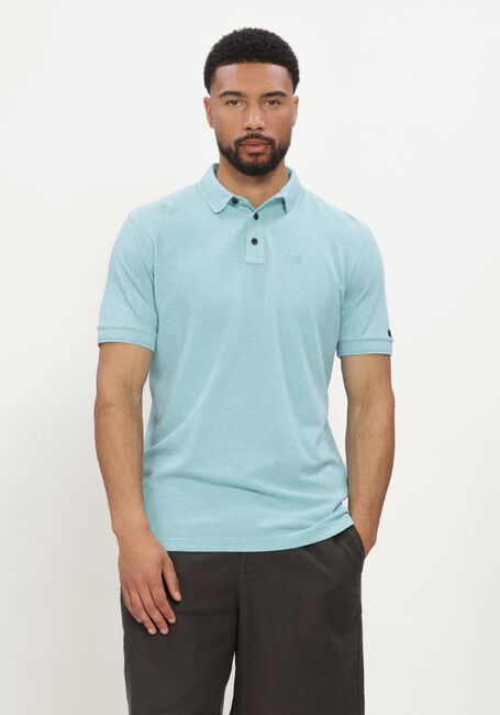 Lichtblauwe CAST IRON Polo SHORT SLEEVE POLO SLIM FIT POPCORN JERSEY MELANGE - large