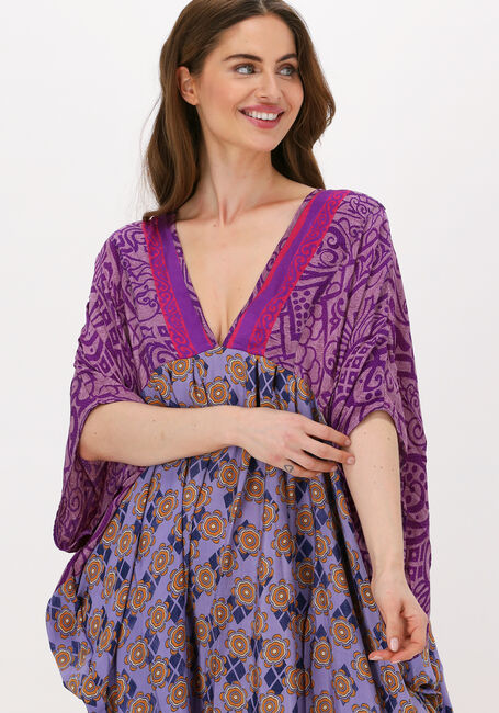 Paarse SISSEL EDELBO Midi jurk MADONNA MIX CAFTAN - large