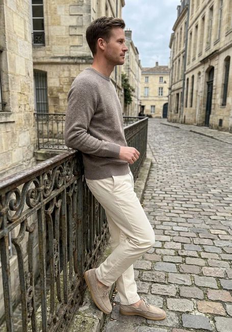 Taupe STEFANO LAURAN Trui CREW L - large