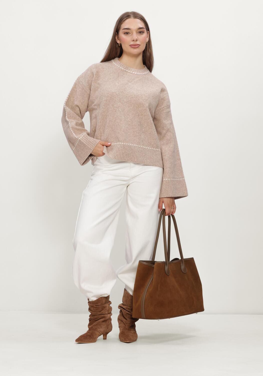NEO NOIR Dames Truien & Vesten Roeme Knit Stitch Blouse Beige