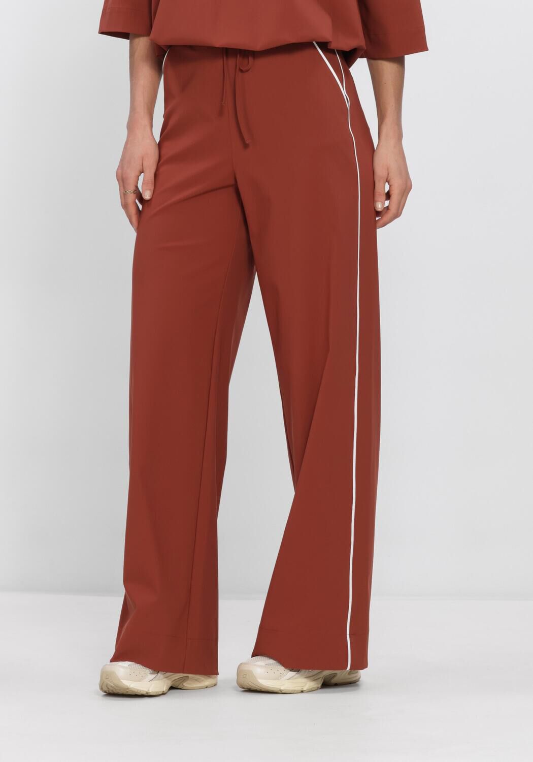 Bruine STUDIO ANNELOES Wijde broek LEXIE PIPING TROUSERS - large