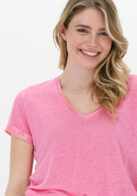Roze SUMMUM T-shirt TEE FOIL COATED LINEN JERSEY - large