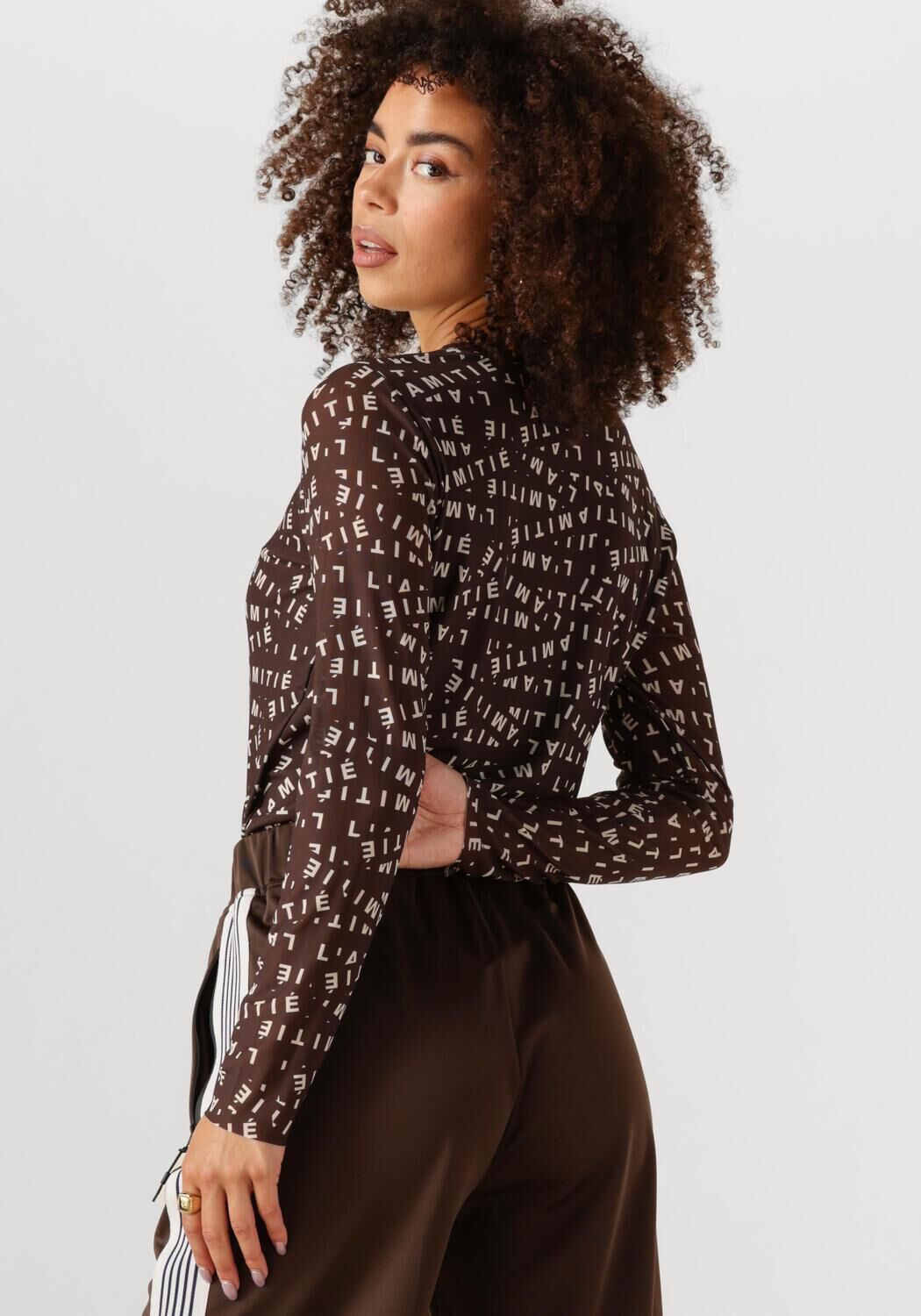 HAUTE L'AMITIÉ Dames Tops & T-shirts L'amitie Mesh Ls O-neck Bruin