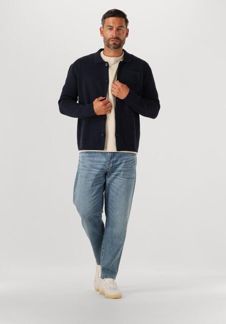 Donkerblauwe SELECTED HOMME Vest SLHMIKE LIGHT LS KNIT RELAXED POLO CARDIGAN - large