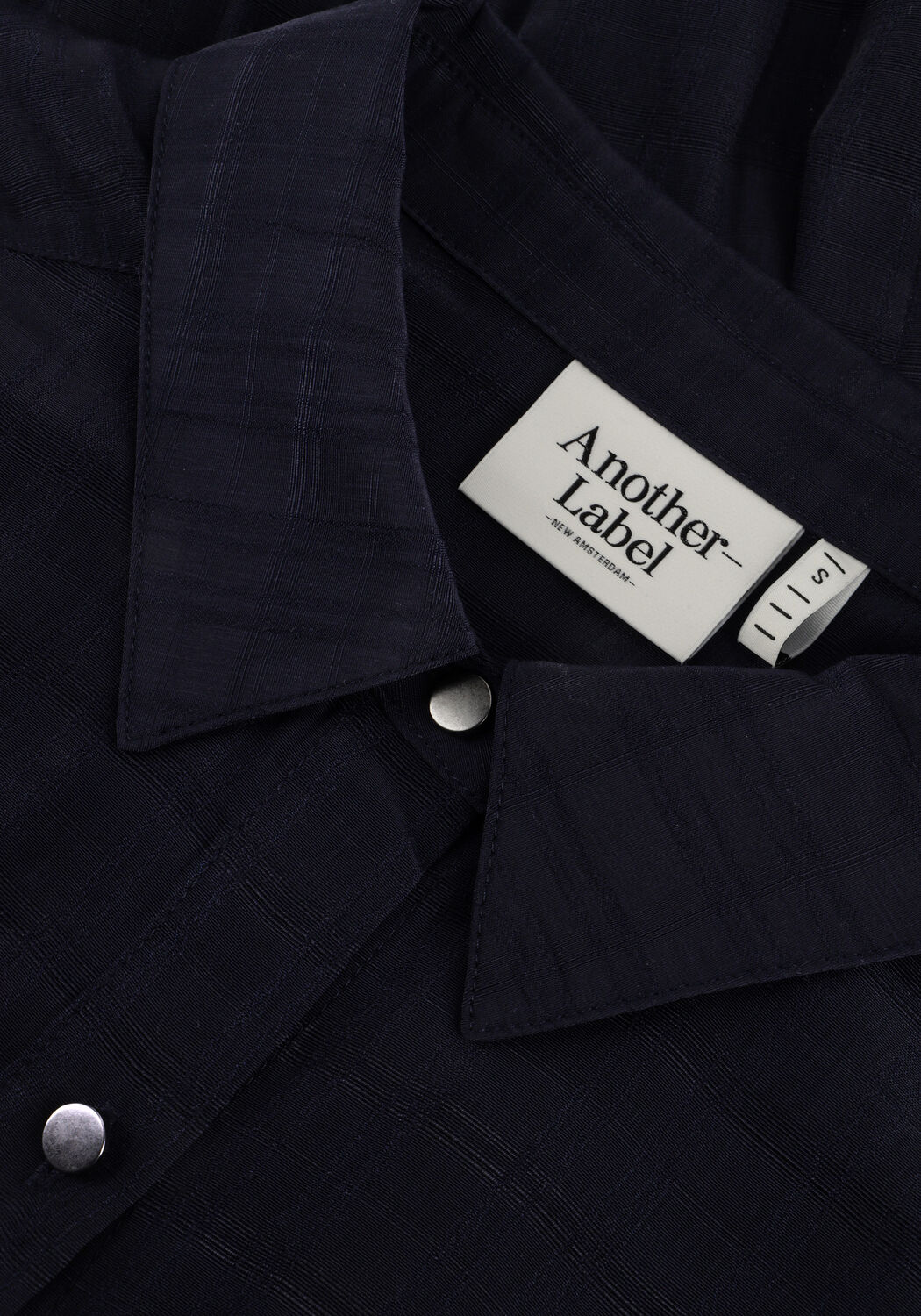 Donkerblauwe ANOTHER LABEL Blouses ALBATHYLLE CHECK SHIRT S/S - large