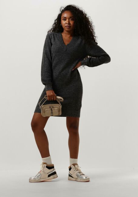 Donkergrijze SCOTCH & SODA Mini jurk RELAXED V NECK KNITTED DRESS - large