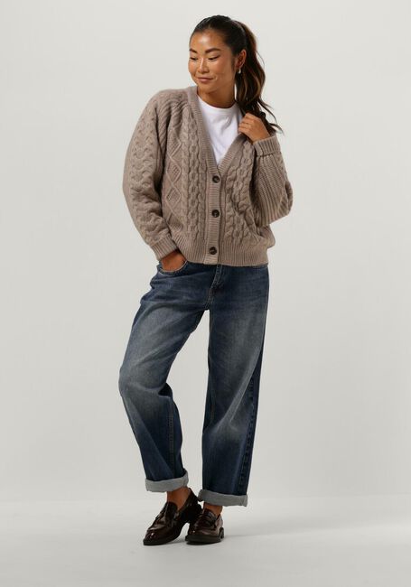 Beige CO'COUTURE Vest NEW ROW CABLE CARDIGAN KNIT - large
