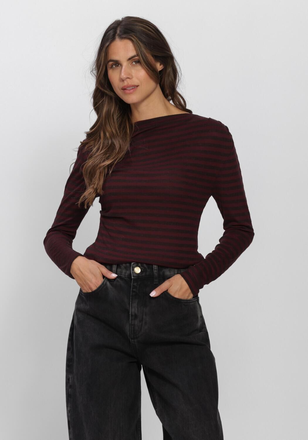 Bordeaux BY-BAR Top LEYA MELANGE STRIPE TOP - large