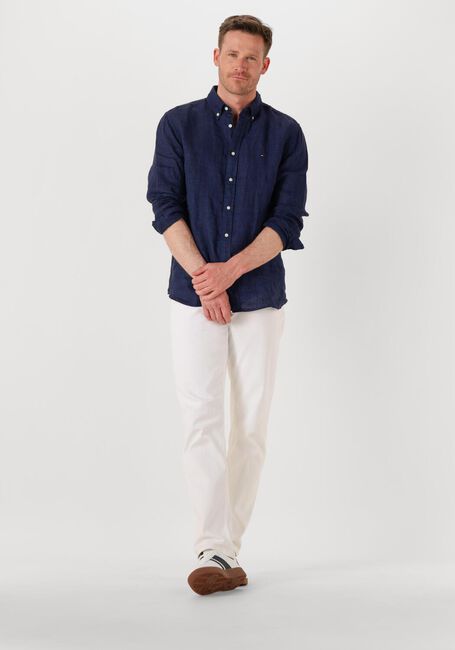 Donkerblauwe TOMMY HILFIGER Casual overhemd PIGMENT DYED LI SOLID RF SHIRT - large