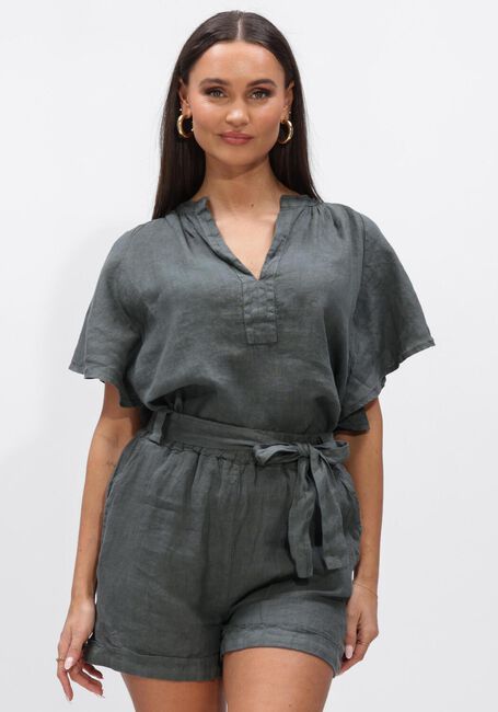 Donkergroene BY-BAR Top VINA LINNEN BLOUSE - large