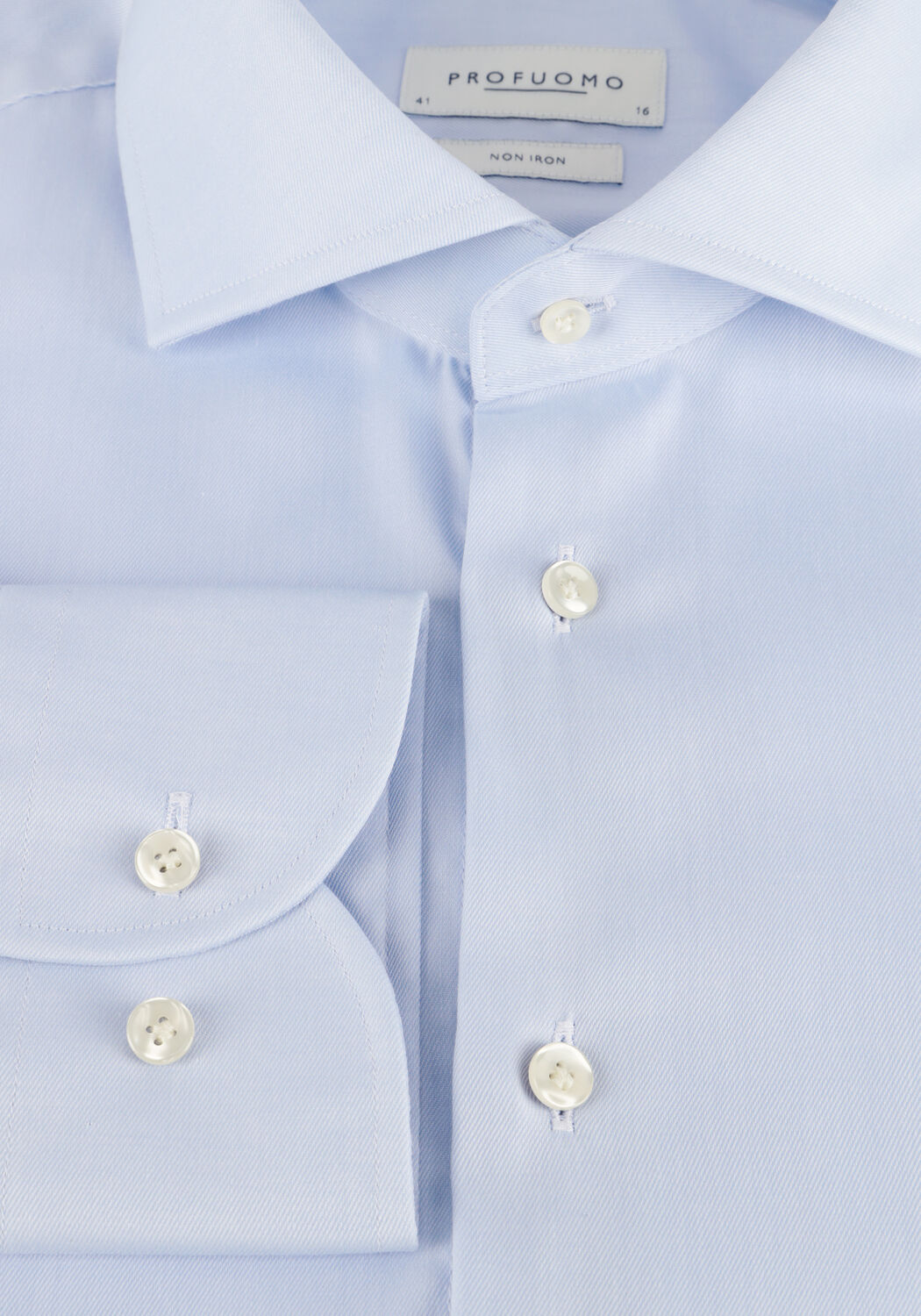Lichtblauwe PROFUOMO Klassiek overhemd FINE TWILL - SLIM FIT - NON IRON - large