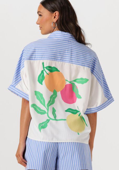 Blauwe CATWALK JUNKIE Blouses SHORT SLEEVE BLOUSE WITH GRAPHIC - large