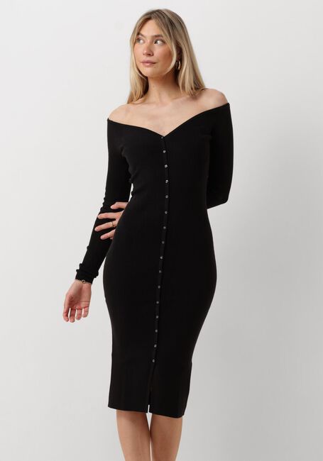 Zwarte CALVIN KLEIN Midi jurk BUTTON LONG SWEATER DRESS - large