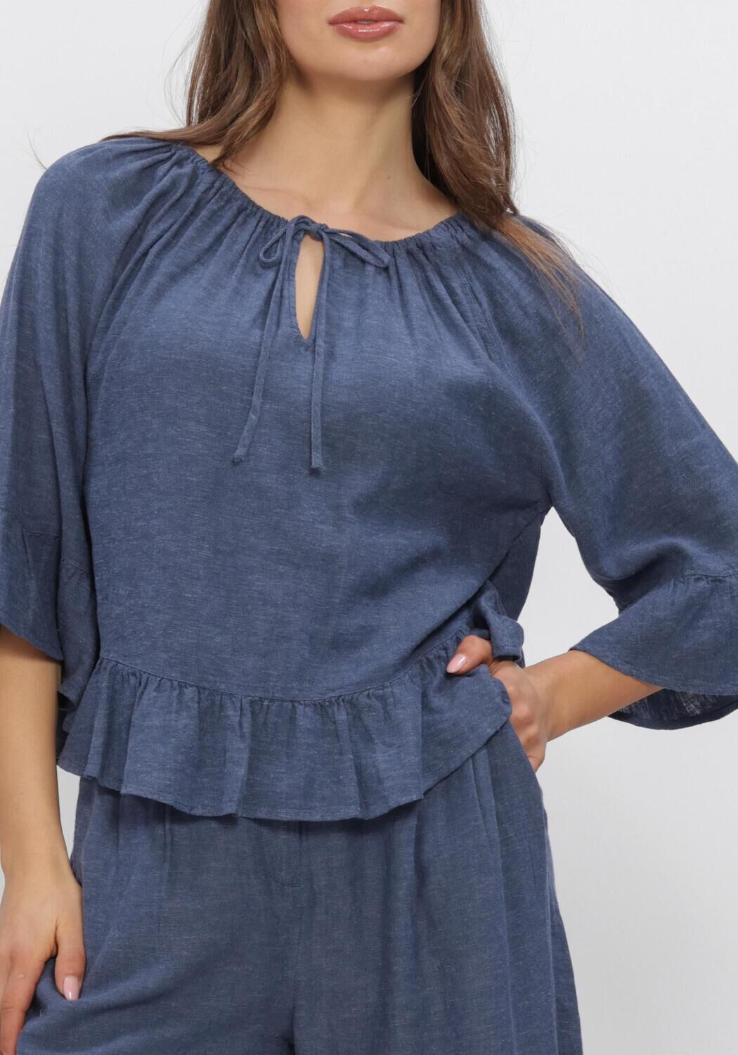 Blauwe MSCH COPENHAGEN Blouses MSCHVIANA GINIA 2/4 TOP - large