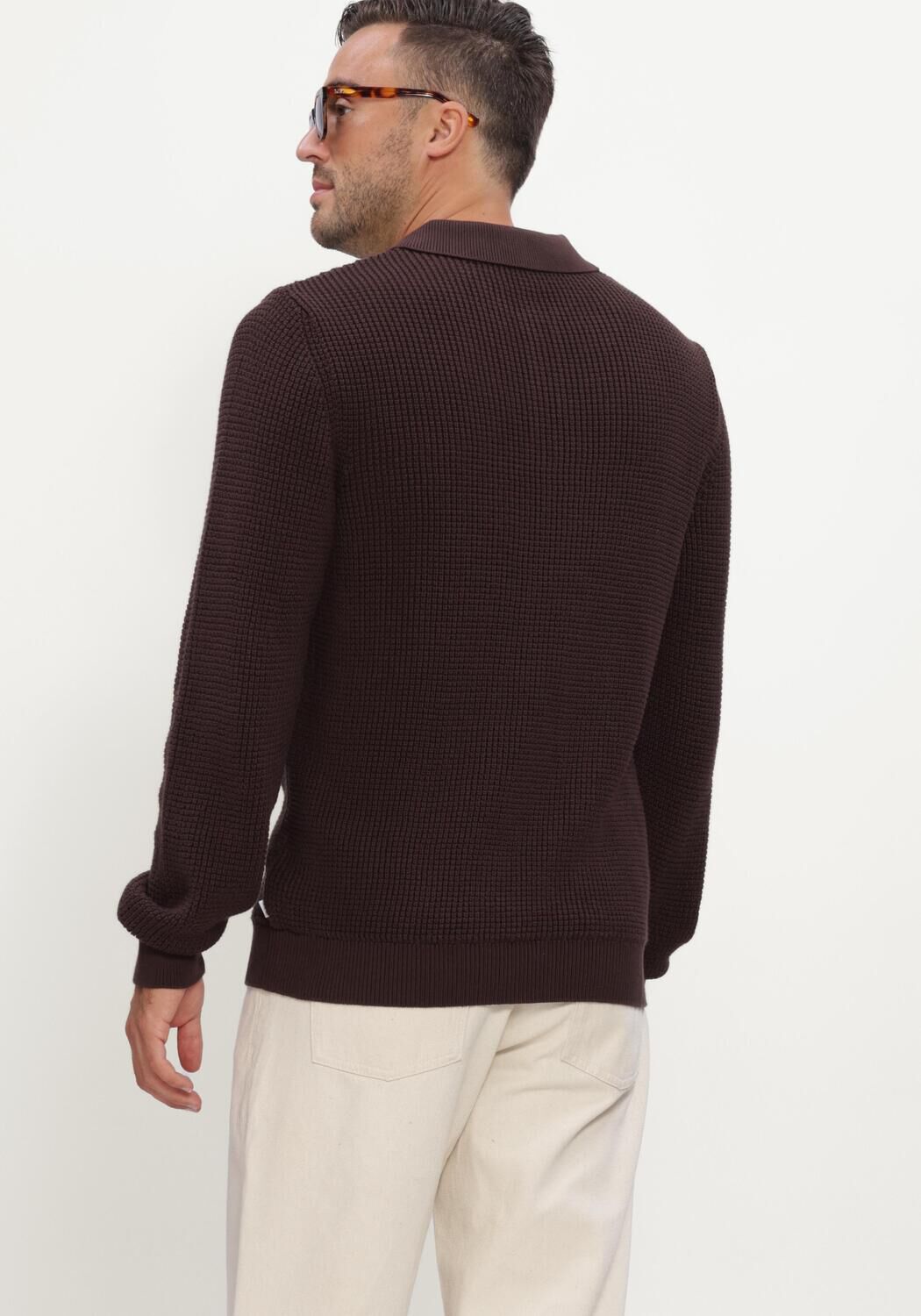 Bruine JC RAGS Trui POLO LONG SLEEVE EFE - large