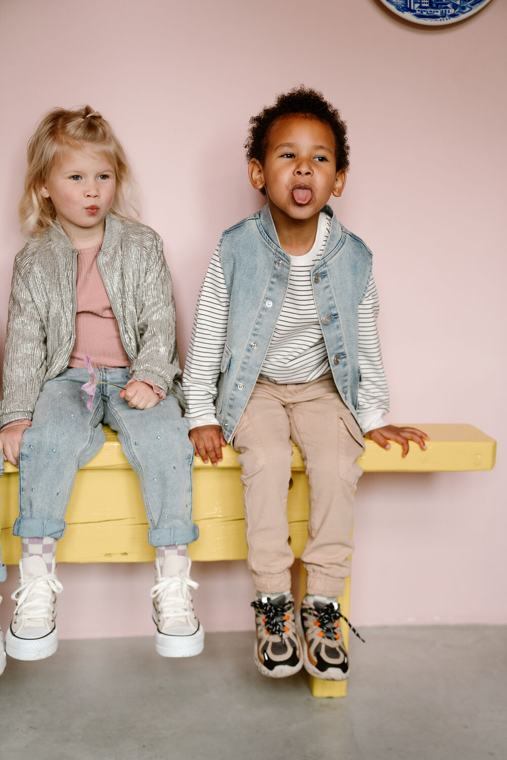DAILY7 Meisjes Tops & T-shirts T-shirt Ls Fancy Rib Lichtroze