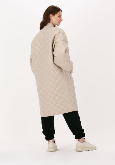 Beige COLOURFUL REBEL Gewatteerde jas HUNTER QUILTED LONG OVERSIZED BOMBER JACKET - large