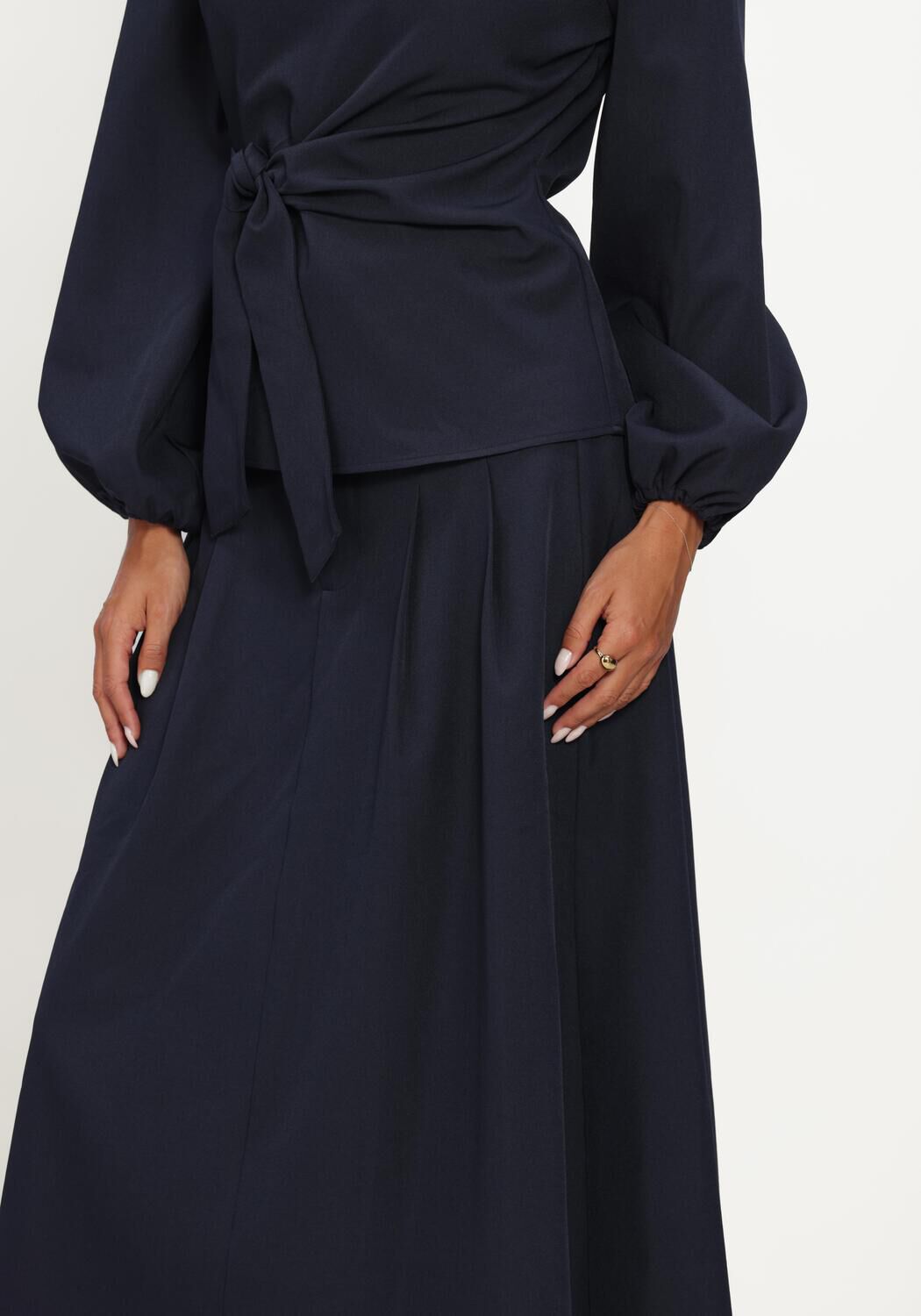 Donkerblauwe CO'COUTURE Midirok LUNACC NEW POCKET PLEAT SKIRT - large