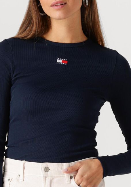 Donkerblauwe TOMMY JEANS Tops & T-shirts TJW SLIM LS BADGE TEE EXT - large