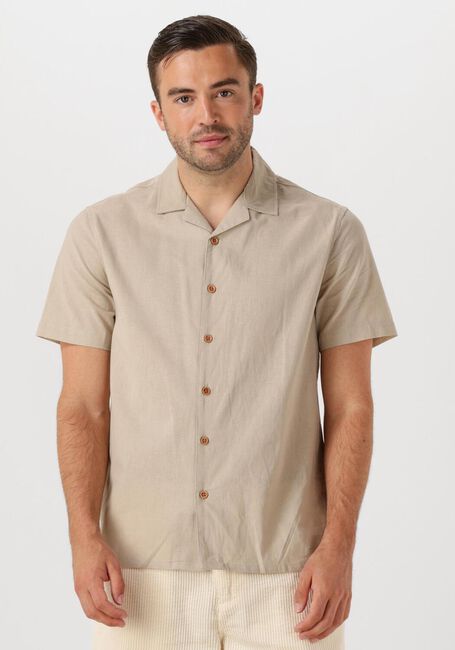 Beige ANERKJENDT Overhemden AKLEO SSS COT/LINEN SHIRT - large