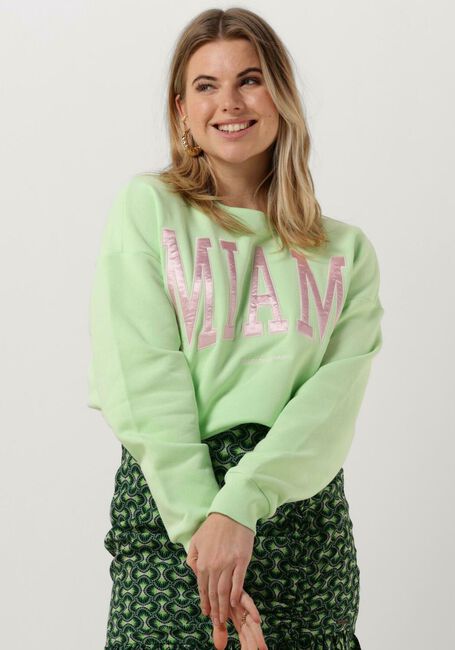 Lime COLOURFUL REBEL Trui MIAMI PATCH CROPPED SWEAT - large