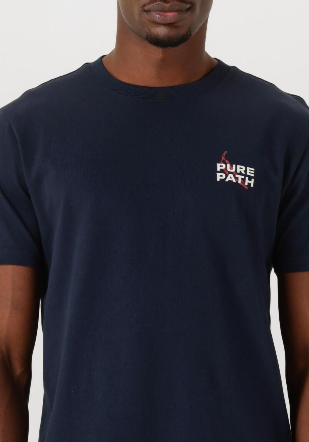 PURE PATH Heren Polo's & T-shirts Regular Fit Crewneck Ss T-shirts Donkerblauw