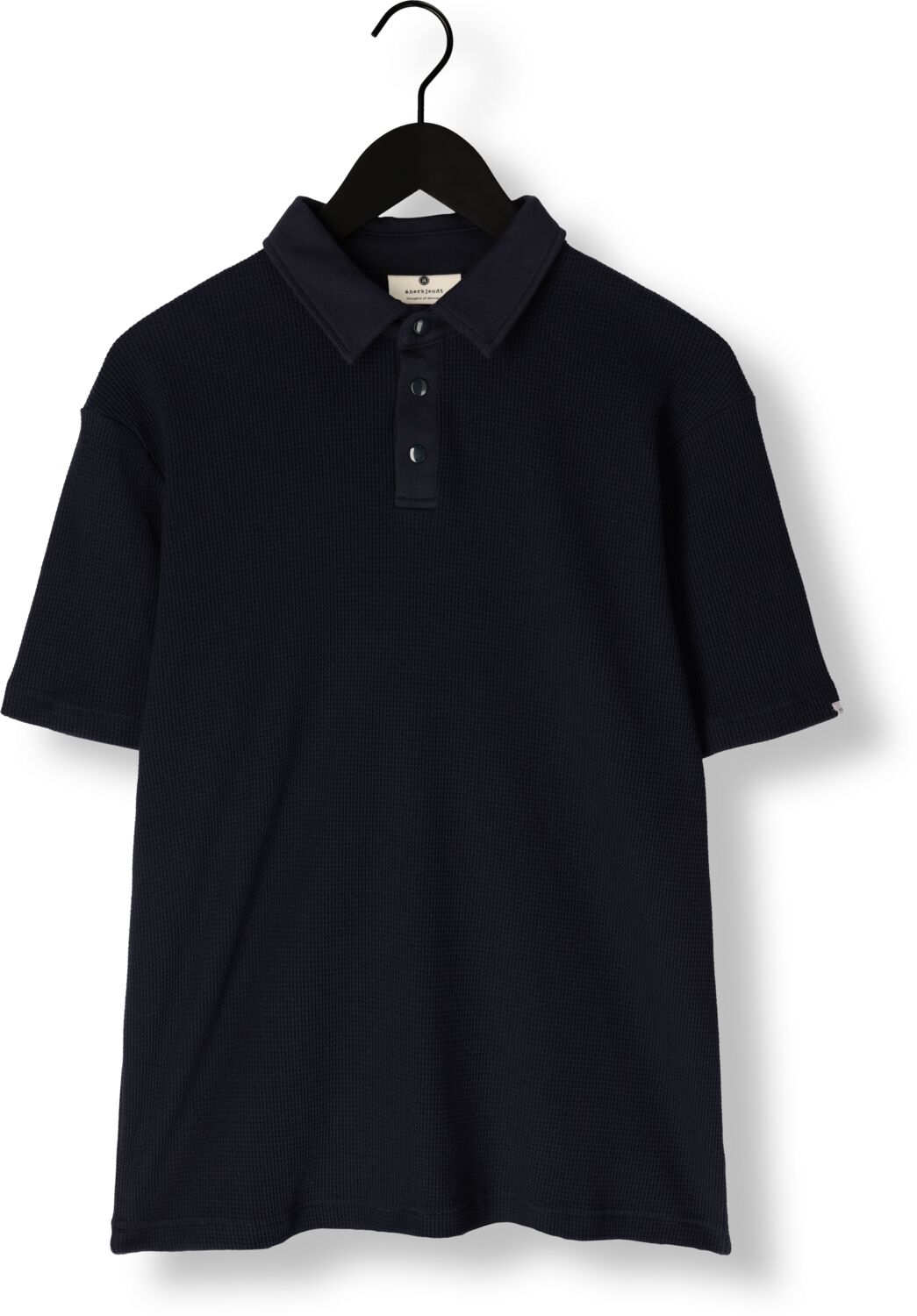ANERKJENDT Heren Polo's & T-shirts Akkiki Waffle Polo Tee Donkerblauw